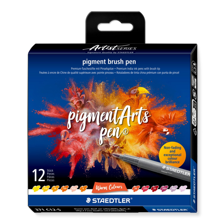 Pigment Arts Brush Pen 12-set Warm in de groep Pennen / Kunstenaarspotloden en -stiften / Brushpennen bij Voorcrea (137624)