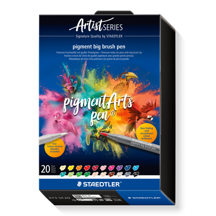 Pigment Arts Big Brush Pen 20-set + in de groep Pennen / Kunstenaarspotloden en -stiften / Brushpennen bij Voorcrea (137631)