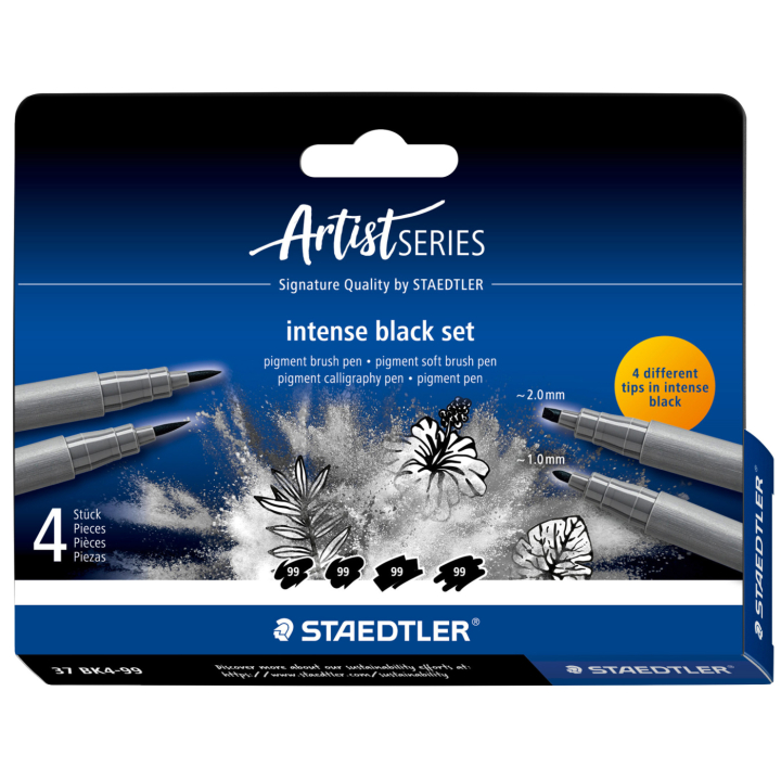 Pigment Arts Intense Black 4-set in de groep Pennen / Kunstenaarspotloden en -stiften / Viltstiften bij Voorcrea (137634)