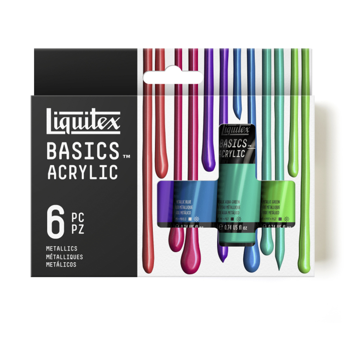 Acrylverf Basics Metallic Set 6x22 ml in de groep Kunstenaarsmateriaal / Kunstenaarsverf / Acrylverf bij Voorcrea (137836)