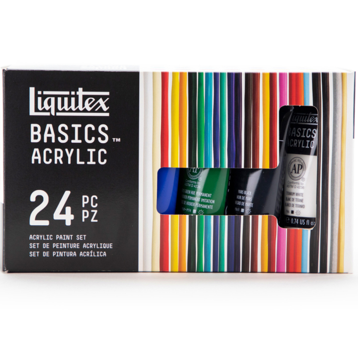 Acrylverf Basics Set 24x22 ml in de groep Kunstenaarsmateriaal / Kunstenaarsverf / Acrylverf bij Voorcrea (137849)