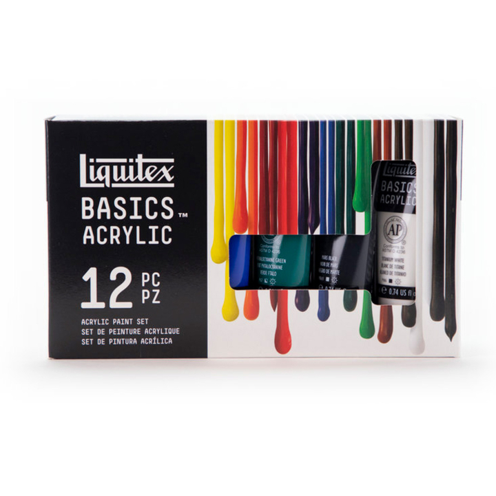 Acrylverf Basics Set 12x22 ml in de groep Kunstenaarsmateriaal / Kunstenaarsverf / Acrylverf bij Voorcrea (137850)