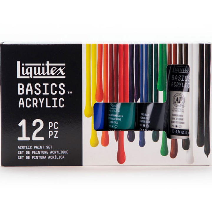 Acrylverf Basics Set 12x22 ml in de groep Kunstenaarsmateriaal / Kunstenaarsverf / Acrylverf bij Voorcrea (137850)
