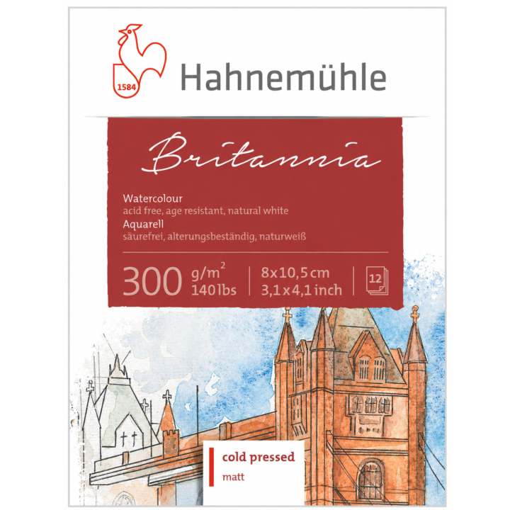Aquarelpapier Britannia 300 g Matt 8 x 10,5 cm in de groep Papier & Blokken / Tekenblokken / Aquarelblokken bij Voorcrea (138013)
