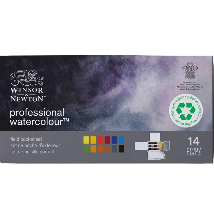 Professional Aquarelverf 1/2 napje Field Box 12-set in de groep Kunstenaarsmateriaal / Kunstenaarsverf / Aquarelverf / Aquarelverf in napje bij Voorcrea (138038)