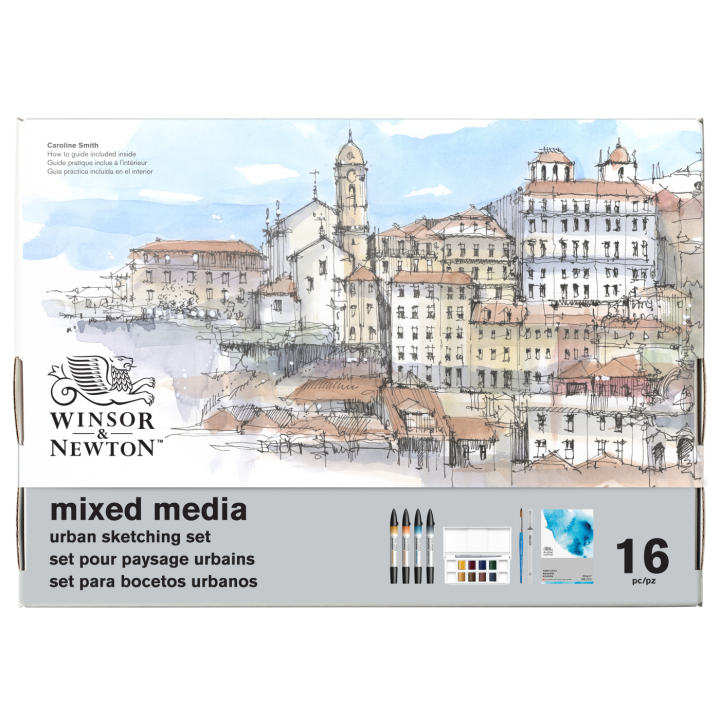 Mixed Media Urban Sketching Set 16-delig in de groep Pennen / Kunstenaarspotloden en -stiften / Illustratiemarkers bij Voorcrea (138079)