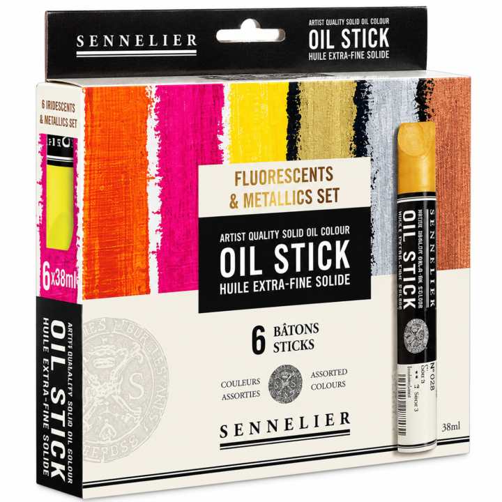 Oil Stick Flurescent & Metallics 6-set in de groep Kunstenaarsmateriaal / Krijt en potloden / Oliekrijt bij Voorcrea (138093)