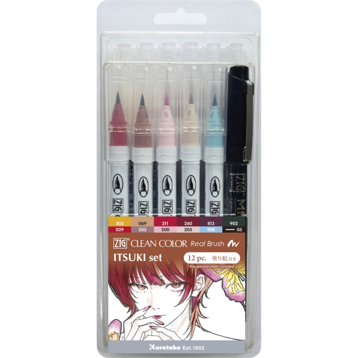 Clean Color Real Brush 12-set Itsuki colors in de groep Pennen / Kunstenaarspotloden en -stiften / Brushpennen bij Voorcrea (138138)