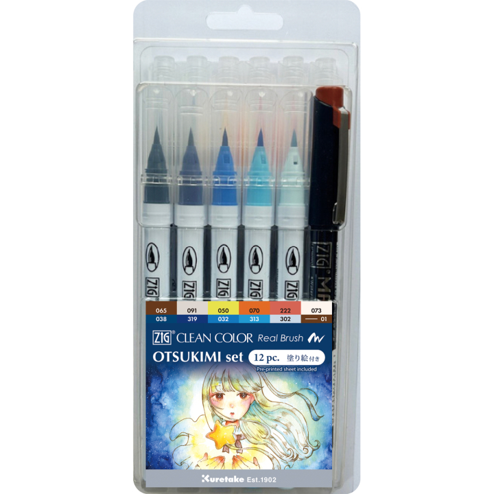 Clean Color Real Brush 12-set Otsukimi Colors in de groep Pennen / Kunstenaarspotloden en -stiften / Brushpennen bij Voorcrea (138139)