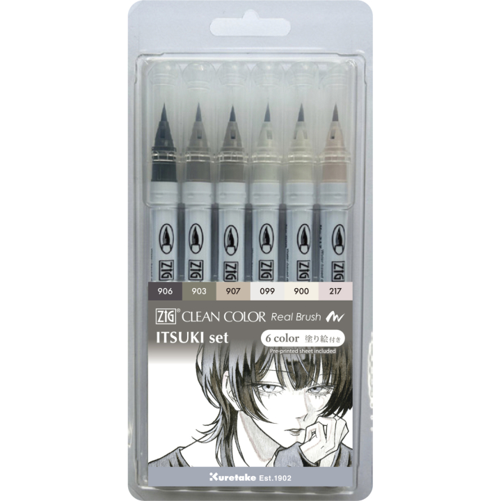 Clean Color Real Brush 6-set Itsuki colors in de groep Pennen / Kunstenaarspotloden en -stiften / Brushpennen bij Voorcrea (138140)