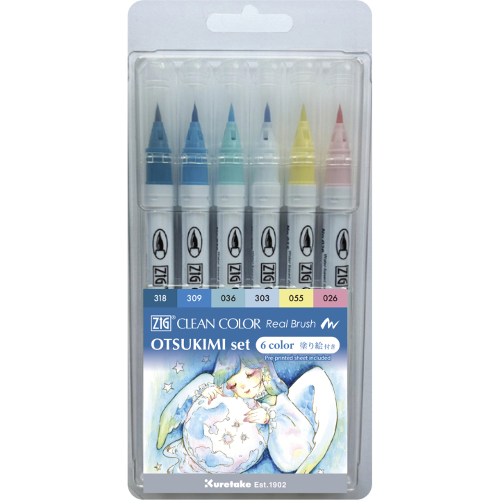 Clean Color Real Brush 6-set Otsukimi colors in de groep Pennen / Kunstenaarspotloden en -stiften / Brushpennen bij Voorcrea (138141)