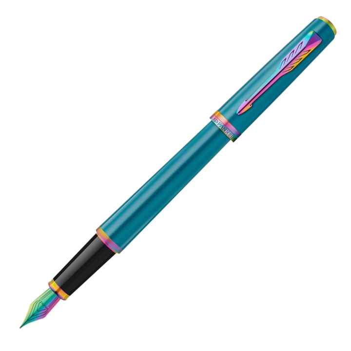 Meridian Teal/Rainbow Vulpen in de groep Pennen / Fine Writing / Luxe pennen bij Voorcrea (138327_r)