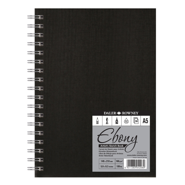 Ebony Artist's Sketch Book Spiral A5