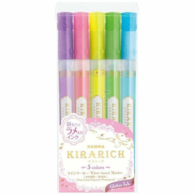 Kirarich Glitter Markeerstift 5-set