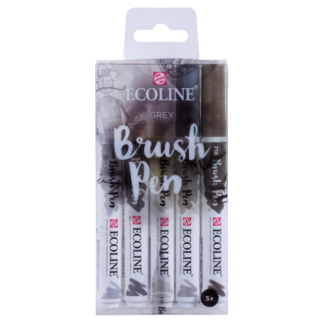 Ecoline Brush Pen Grey 5-set