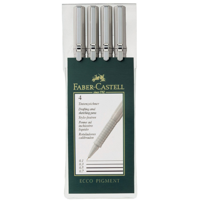 Tekenpen Ecco Pigment 4-set
