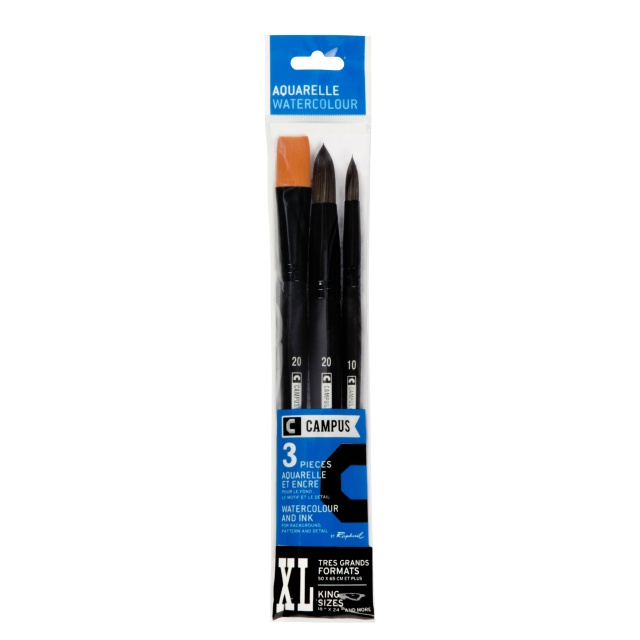 Synthetisch Penseel Campus Aquarel 3-set XL