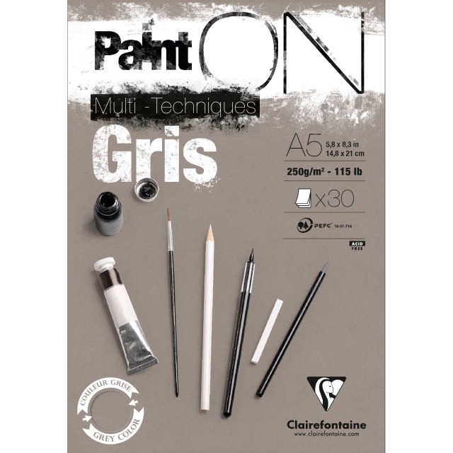 Paint'ON Tekenblok Grijs A5