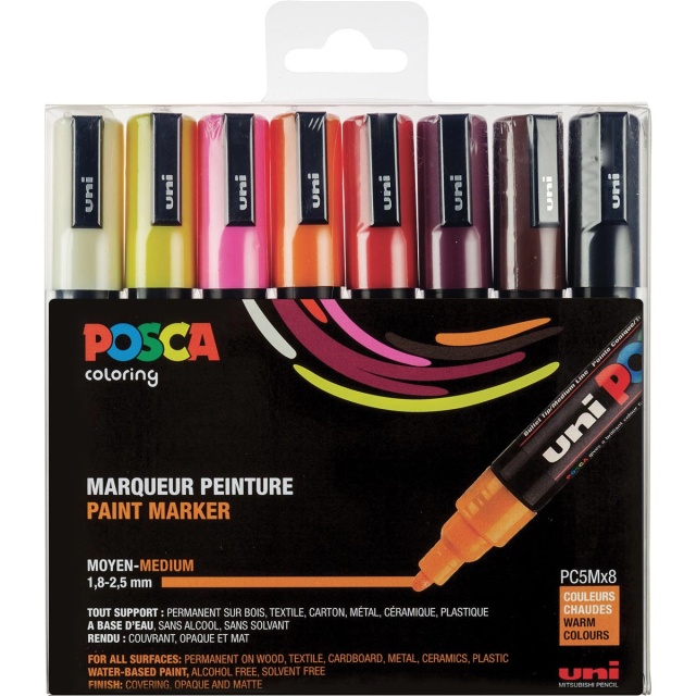 Posca PC-5M Warm Colours 8-set