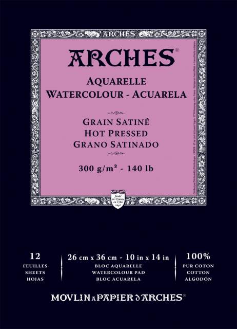 Aquarelpapier HP 300g 26x36cm 12 vellen