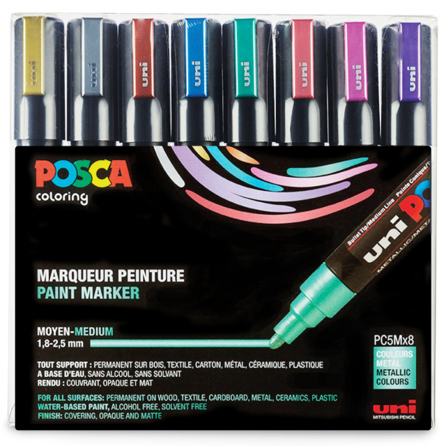 Posca PC-5M Metallic Colours 8-set