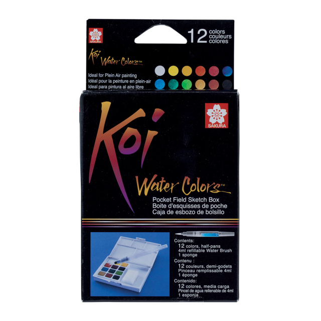 Koi Verfset Water Colors Sketch Box 12 + Penseel