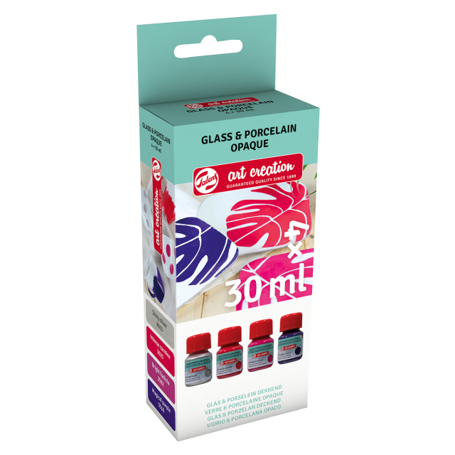 Glass & Porcelain Paint Opaque Set 4 x 30 ml Pink Silver