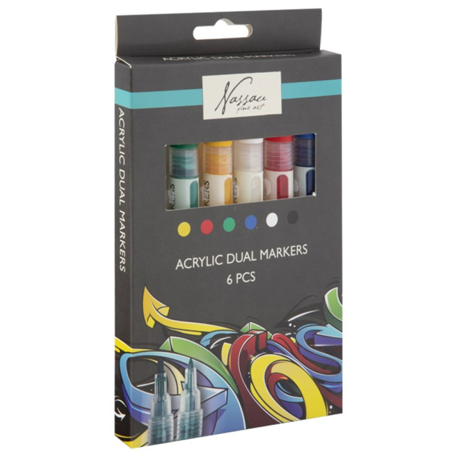 Acrylverf Markers Dual Tip 6 stuks