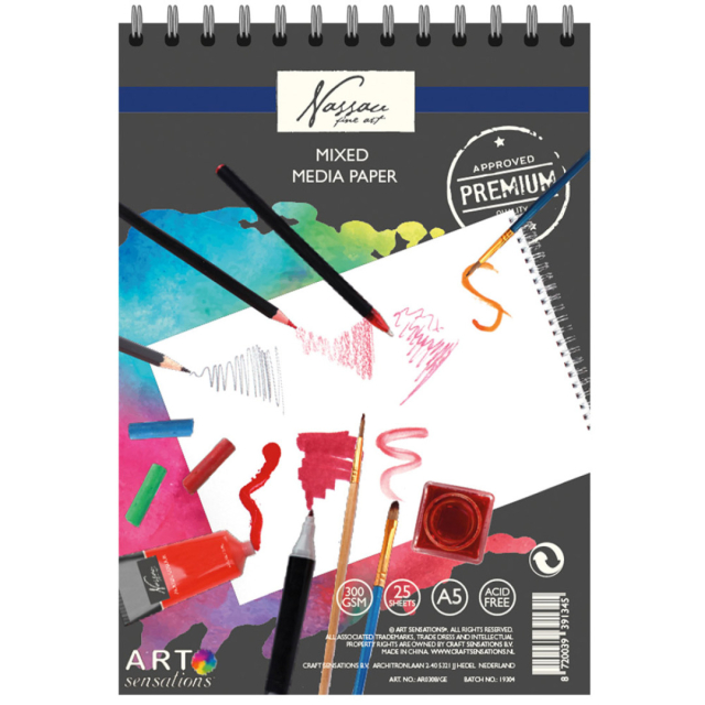 Schetsboek Mixed Media Papier A5 25 vellen