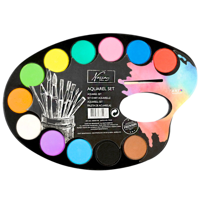 Verfpalet Aquarel 12 Kleuren