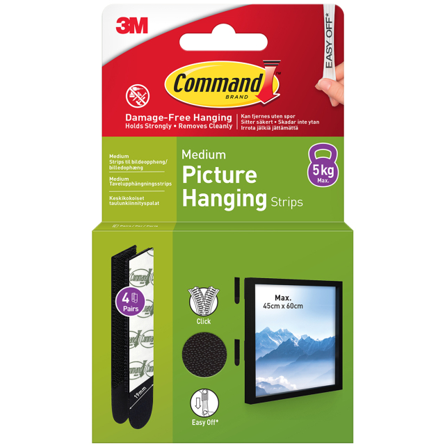 Command Hanging Strips Medium Zwart