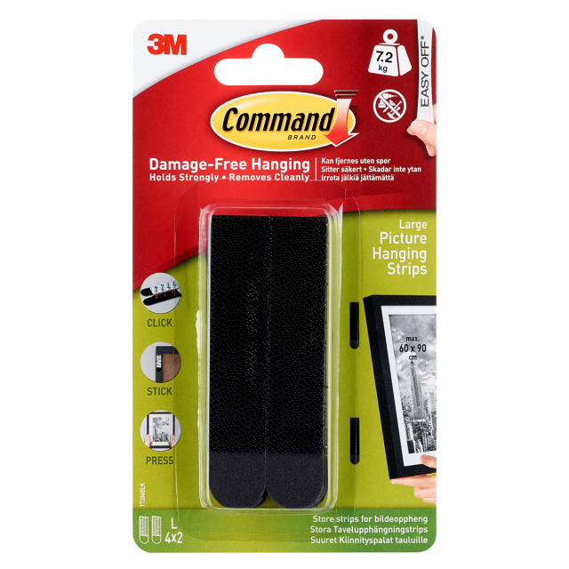 Command Hanging Strips Large Zwart