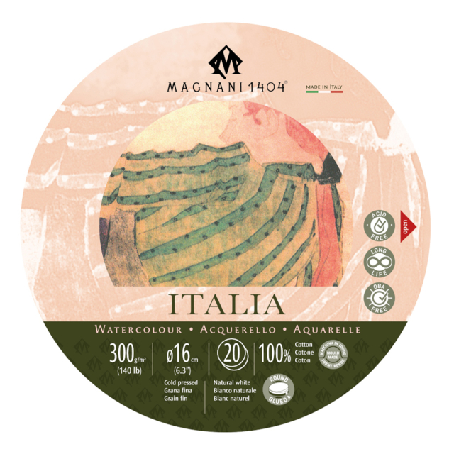 Aquarelblok Ronde Italia 100% Katoen 300g 16cm 20 Sheets