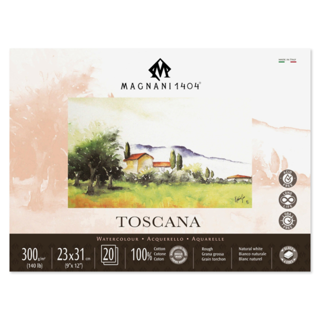 Aquarelblok Toscana 100% Katoen 300g Rough 23x31cm 20 Sheets