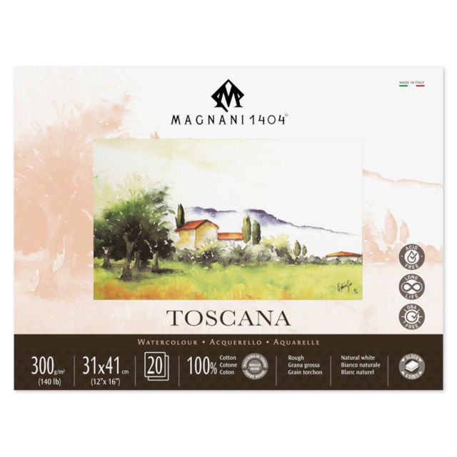 Aquarelblok Toscana 100% Katoen 300g Rough 31x41cm 20 Sheets