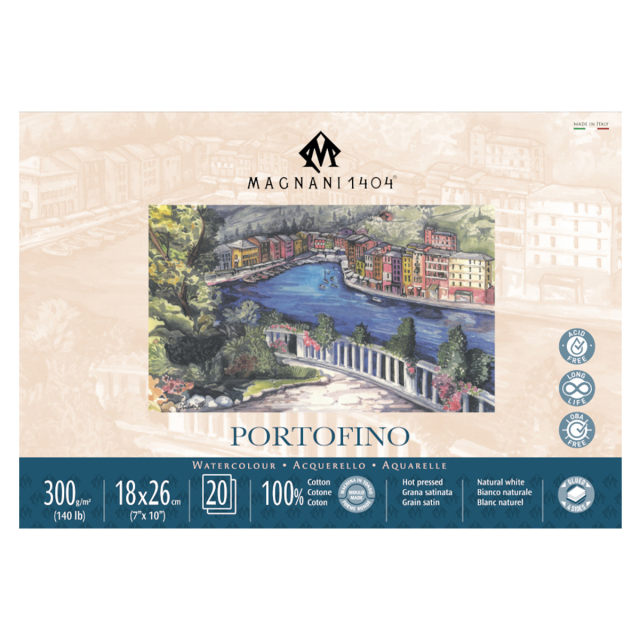 Aquarelblok Portofino 100% Katoen 300g Satin 18x26cm 20 Sheets