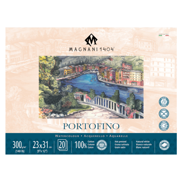 Aquarelblok Portofino 100% Katoen 300g Satin 23x31cm 20 Sheets