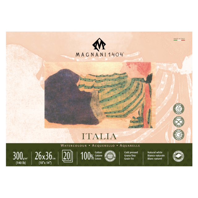 Aquarelblok Italia 100% Katoen 300g 26x36cm 20 Sheets