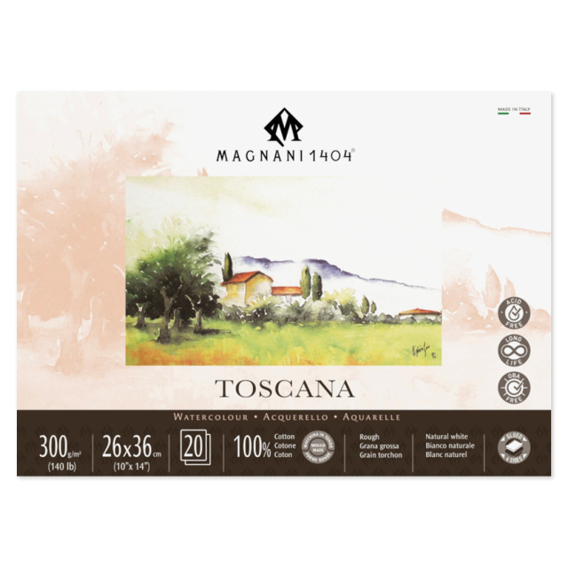 Aquarelblok Toscana 100% Katoen 300g 26x36cm 20 Sheets