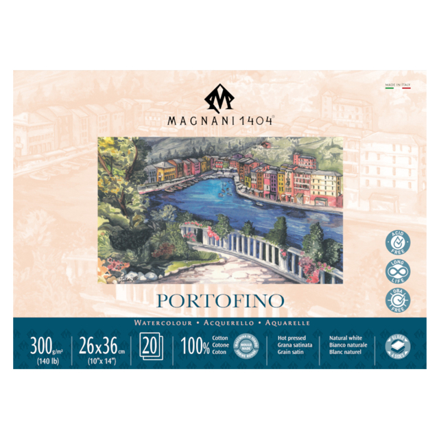 Aquarelblok Portofino 100% Katoen 300g 26x36cm 20 Sheets