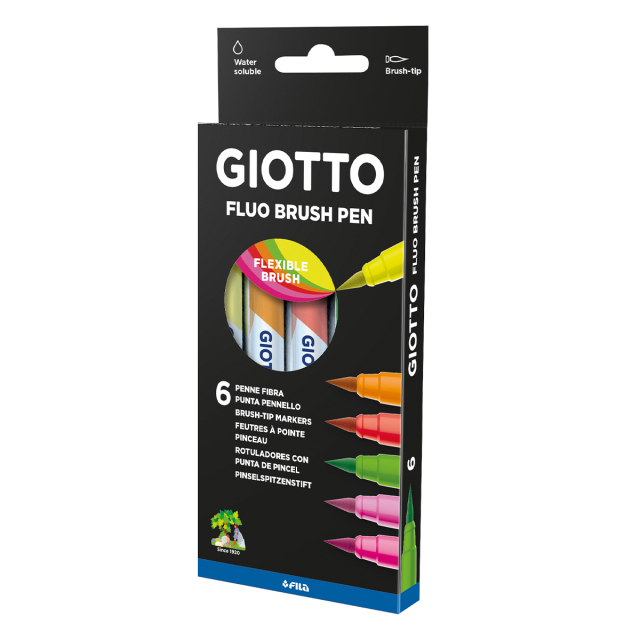 Turbo Soft Brush Pen Fluo 6-set