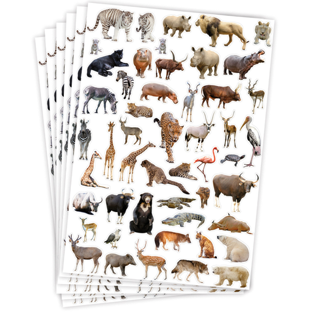 Stickers wilde dieren 6 vel