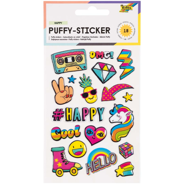 Zachte 3D Stickers Happy 1 Vel