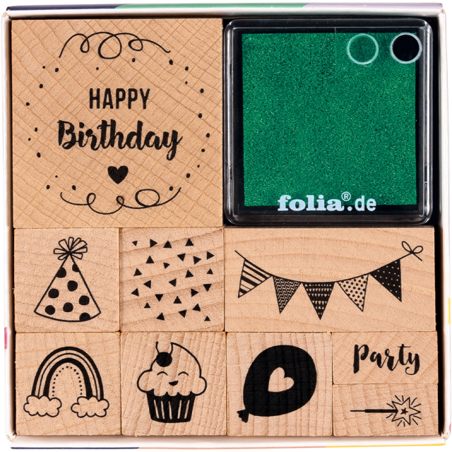 Houten Stempels Verjaardag 9-pack