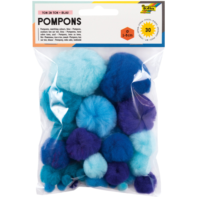 Pompons Blauw 30-pack