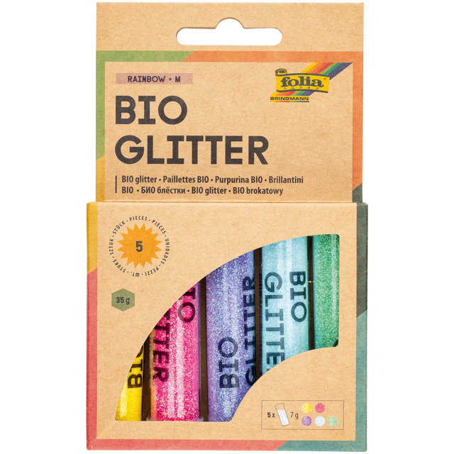Bio Glitter Mix Regenboog 5-pack