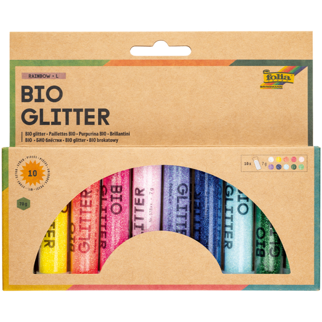 Bio Glitter Mix Regenboog 10-pack