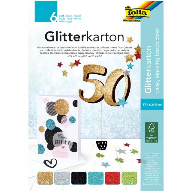 Glitterkarton Basis 6 vellen