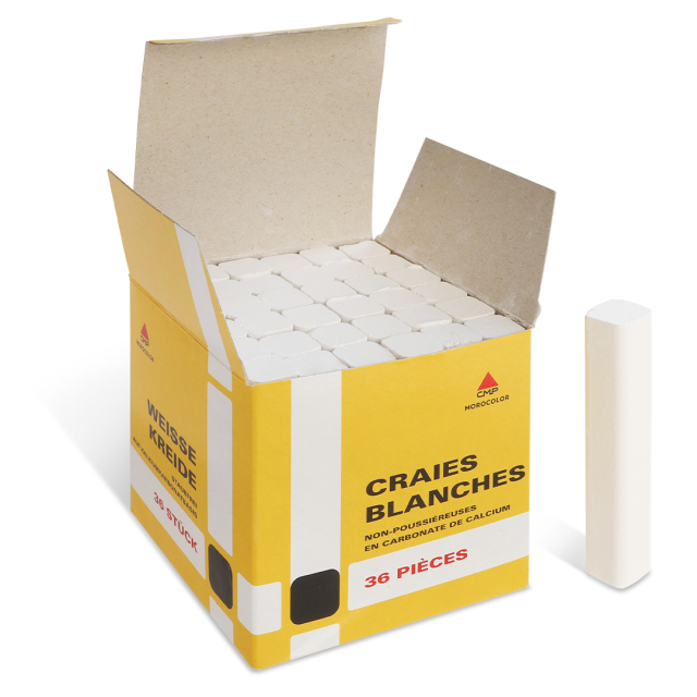 Wit schoolbordkrijt Jumbo 36-pack