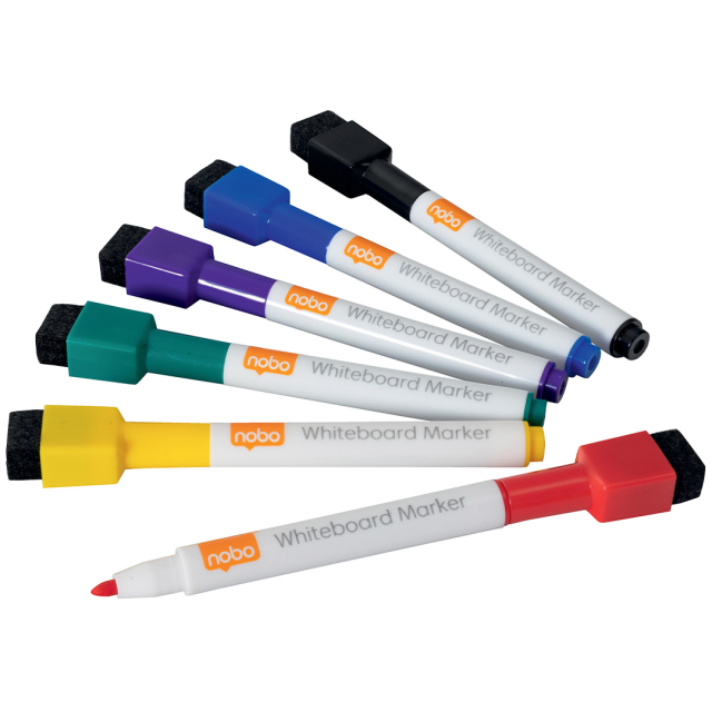 Whiteboard marker Mini met gum 6-set